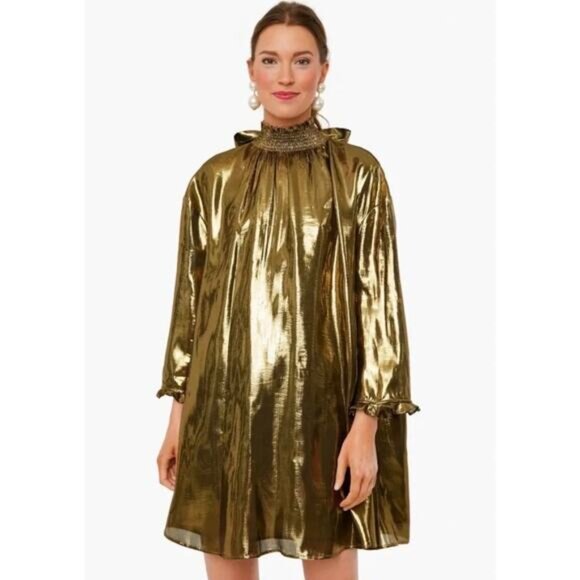 Rhode Priya Dress in Gold Lamé XS/S - Picture 1 of 14